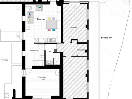 Kot bij bewoner 17 m² in Louvain-La-Neuve Buiten Louvain-La-Neuve