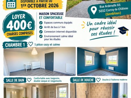 Kot chez l'habitant 15 m² à Louvain-La-Neuve Gembloux